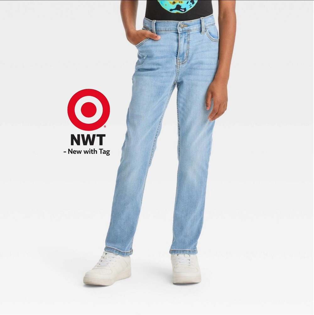 Kids, Size 16, XXL Mid-Rise Ultimate Stretch Slim Jeans - Cat & Jack™ Light Wash